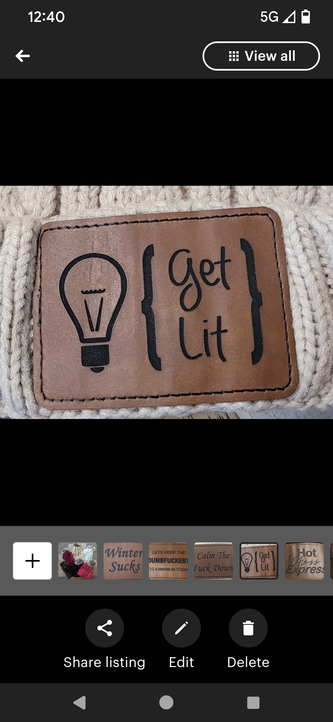 PomPom Beanies with Leatherette patches