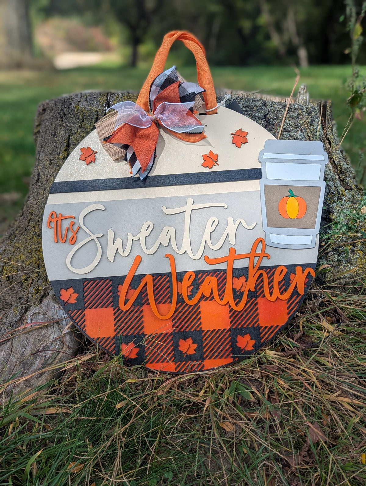 It’s Sweater Weather Door Hanger – 16” Round Fall Sign 🍁