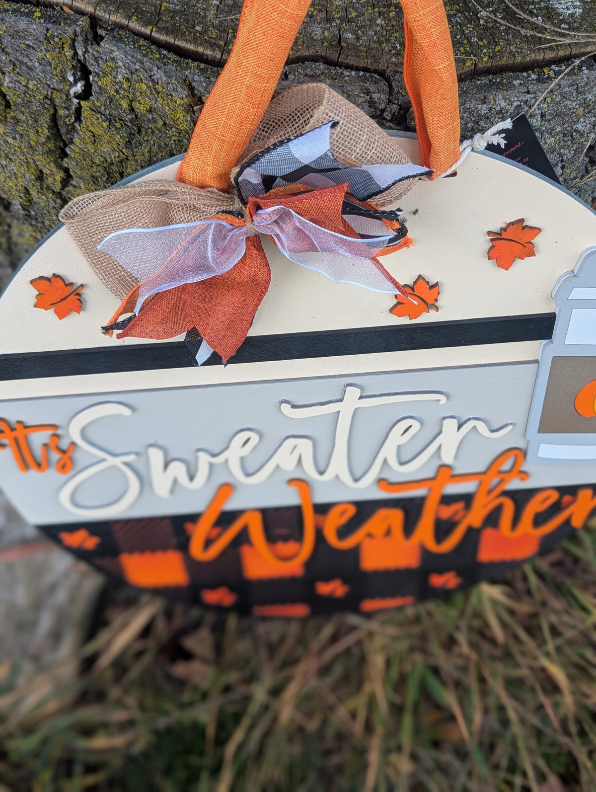 It’s Sweater Weather Door Hanger – 16” Round Fall Sign 🍁